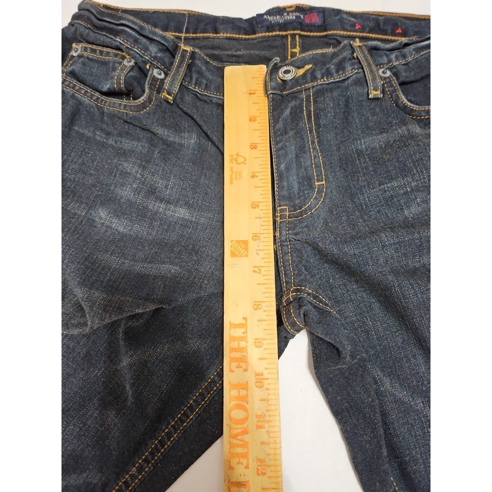 American Eagle Jeans Womens Size 8 Dark Wash Blue Bootcut Wide Leg - Picture 6 of 9